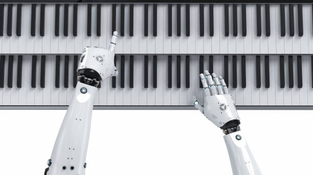 istock Ai music composer or generator with robot play piano 1469604387