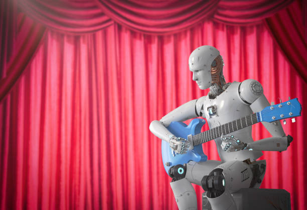 istock Ai music composer or generator with robot play guitar 1469604390