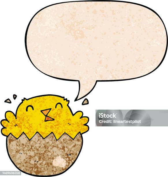 Message Bubble Depth Using Hatching Cartoon Hatching Chick With Speech Bubble In Retro Texture Style Stock ...