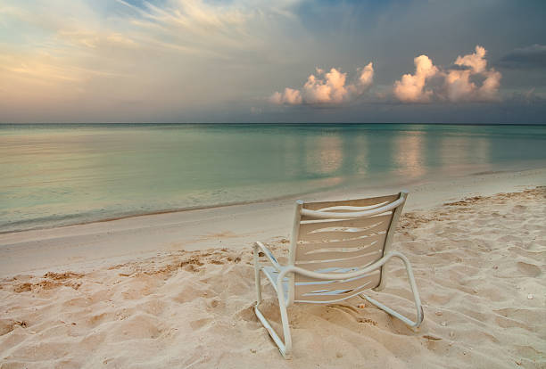 Chair on Eagle Beach in Aruba stock photo