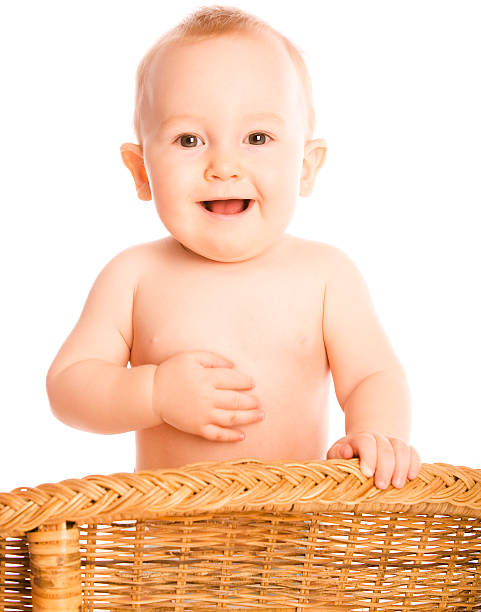 istock Happy baby strokes stomach 146961172