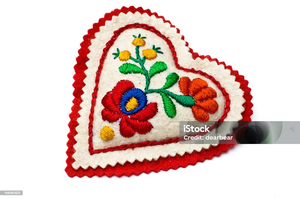 Serce kształt poduszki, igły do haftowania urządzone w języku węgierskim - Zbiór zdjęć royalty-free (Haft)