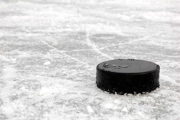 black hockey puck black hockey puck on ice rink hockey puck photos stock pictures, royalty-free photos & images
