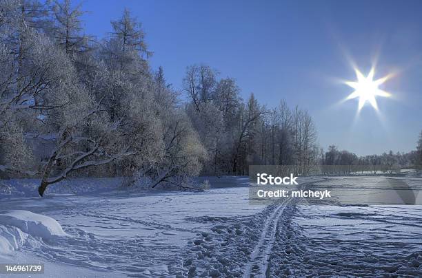 Śnieg Narty Słońce Ścieżka - zdjęcia stockowe i więcej obrazów Bez ludzi - Bez ludzi, Bezchmurne niebo, Biały