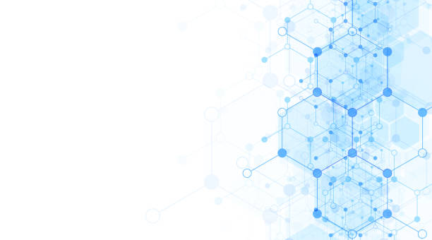 illustrations, cliparts, dessins animés et icônes de arrière-plan du motif hexagonal. recherche génétique, structure moléculaire. génie chimique. concept de technologie de l’innovation. utilisé pour la conception de soins de santé, de sciences et de médecine - science