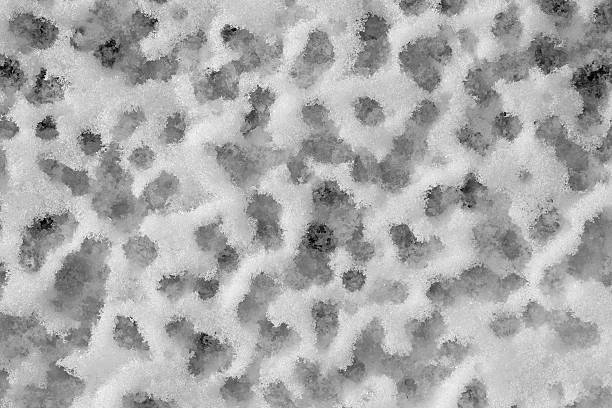 Le tracce di gocce su neve bagnata. - foto stock