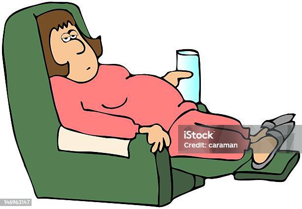 Tired Housewife Stock Illustration - Download Image Now - Adult, Cartoon, Chair