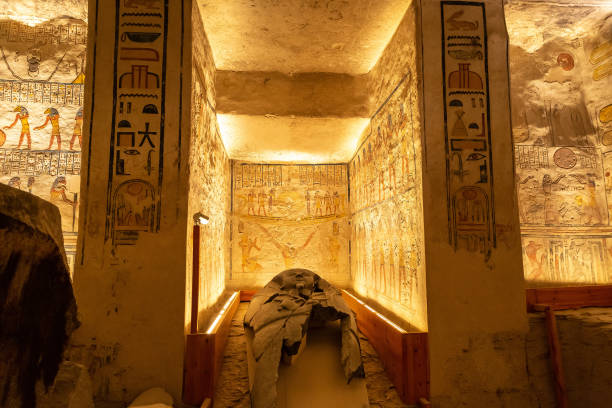 Tomb of Rameses V and VI in Luxor Tomb of pharaohs Rameses V and VI in Valley of the Kings, Luxor, Egypt medinet habu stock pictures, royalty-free photos & images