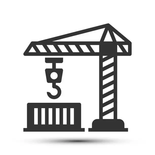 Vector illustration of Simple crain outline icon, industry crane and lift related concept on the white background
