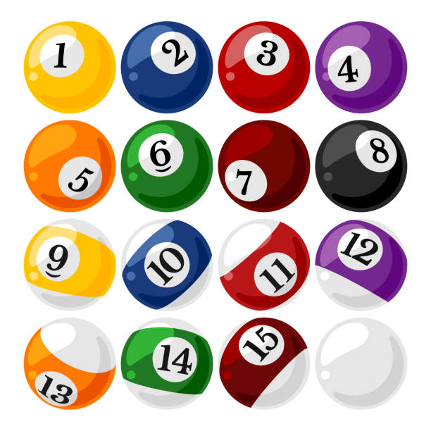 illustrations, cliparts, dessins animés et icônes de ensemble de boules de billard - 12 gage