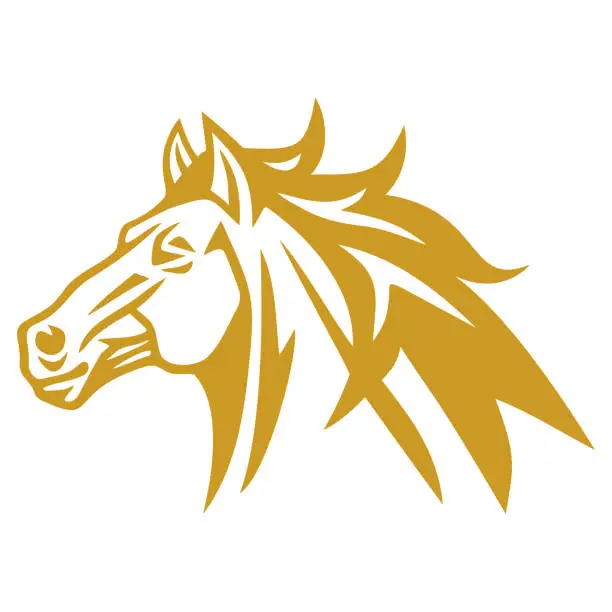 Vector illustration of Gold Horse Logo Golden Mustang Mascot Design Vector Illustration