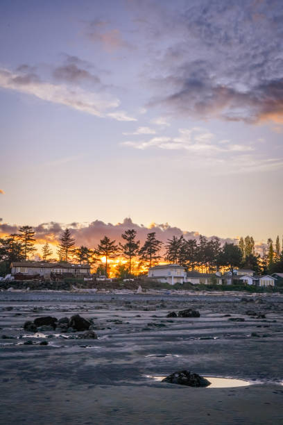 Rock on the Beach in Campbell River, Vancouver Island, BC, Canada stock photo