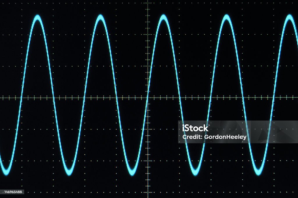 Голубой Синусоида - Стоковые фото Осциллограф роялти-фри