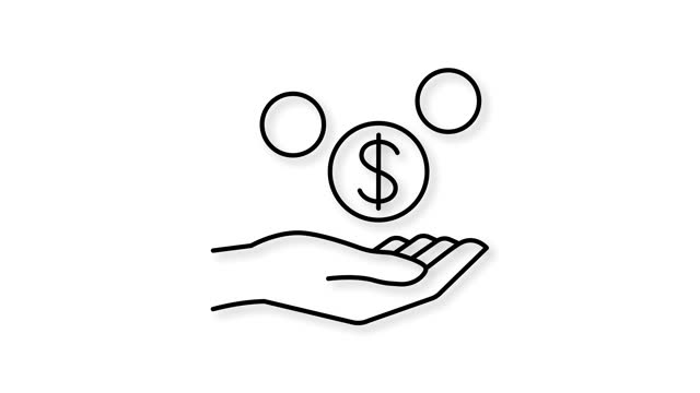 Hand holding dollar coins. Icon animation. Motion graphics.