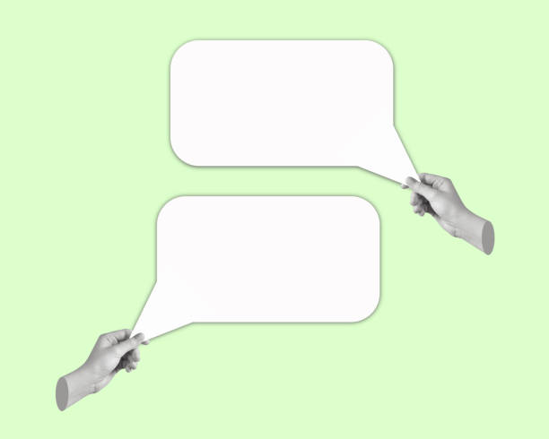 istock Contemporary art collage of human hands holding dialogue bubble. 1469656738