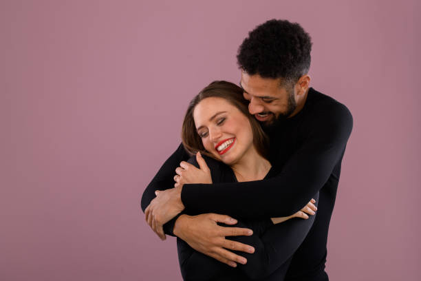 istock Portrait of young multiracial couple, studio shoot. 1469656741