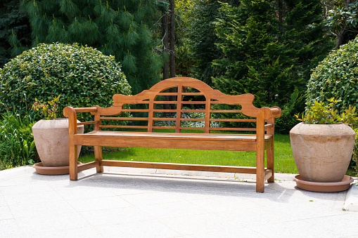 Wooden chair on the grass. Nature concept.