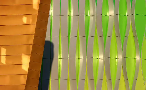Close-up of colorful walls of medical university in Groningen, Holland.