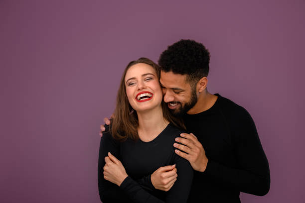 istock Portrait of young multiracial couple, studio shoot. 1469657101