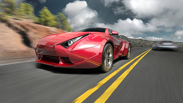 istock Red sports car on the road 146965714