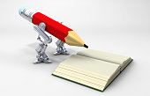 istock Artificial Intelligence Pen Robot Who Wants to Learn 1469663218