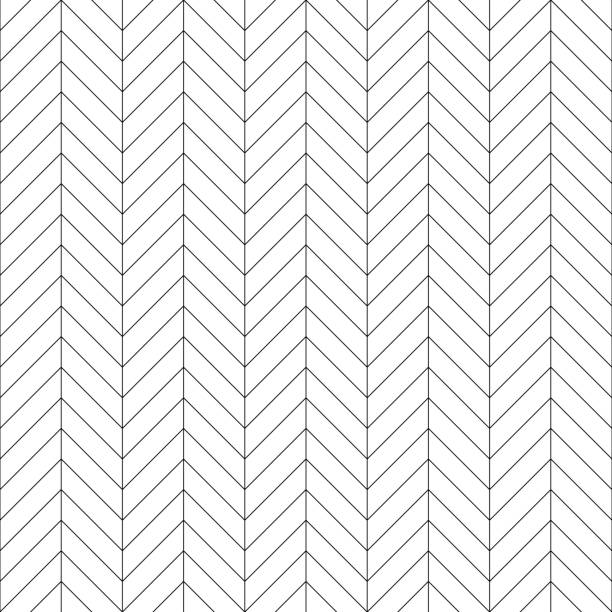 Seamless herringbone floor pattern with editable stroke vector art illustration