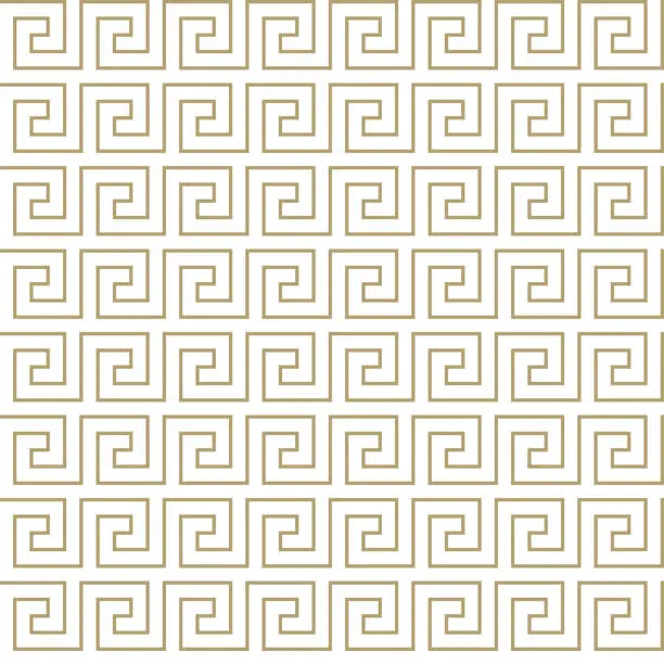 Vector illustration of Seamless ancient Greek meander pattern background with editable stroke.