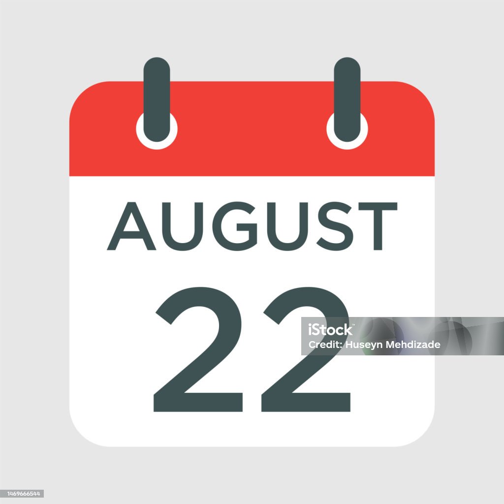 Kalender 22 August Symbol Illustration Isoliert Vektor Zeichen Symbol