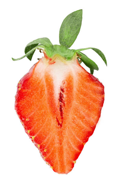 istock A half of one ripe strawberry. Isolated on a white background. 1469666718