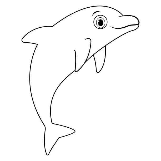 Vector illustration of Cute dolphin cartoon jumping