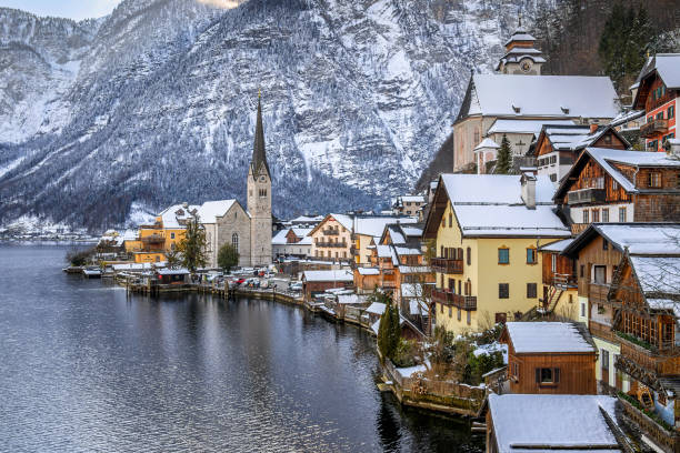 istock Hallstatt winter cityscape 1469666864