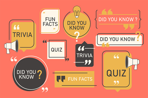 Quote box and speech bubble templates set with trivia, quiz and fun facts. Vector illustration