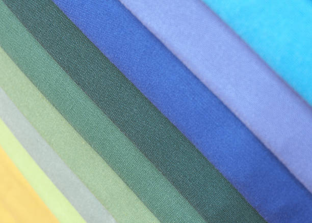 sewing fabrics background stock photo