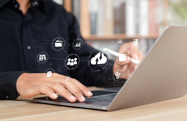 istock Storage network cloud service concept. Cloud Data Transfer and Online Storage for Business Networks. 1469677775