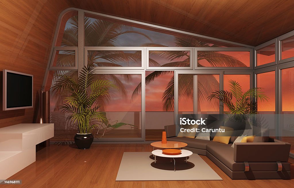 modern interior 3d render of a modern interior Living Room Stock Photo