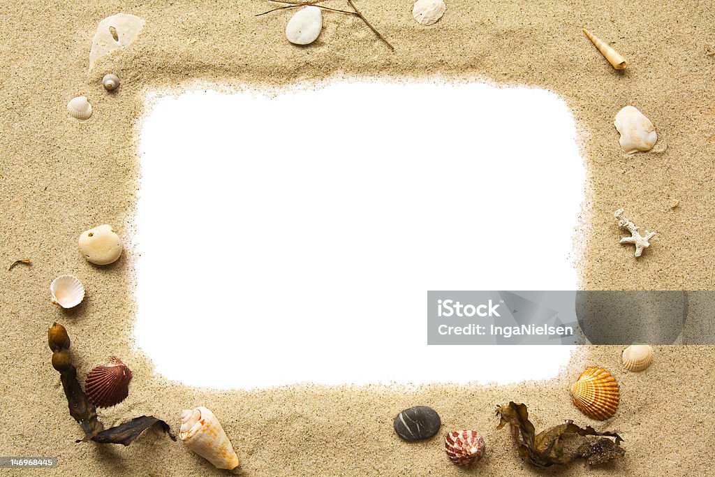 Areia e seashells frame - Royalty-free Alga de grande porte Foto de stock