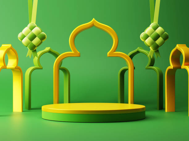istock 3d render ramadan eid mubarak festival  celebration with blank product display and mosque Islamic festival decoration promotion sale advertising design 1469686165