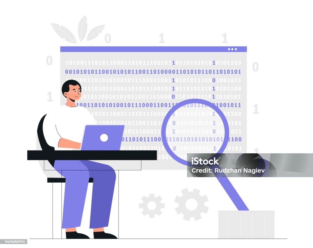 Man Write Code Stock Illustration - Download Image Now - Adult, Cartoon ...