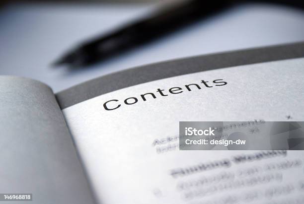 Página De Conteúdo - Fotografias de stock e mais imagens de Dentro - Dentro, Página, Livro