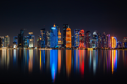 Skyline In Doha During The Night