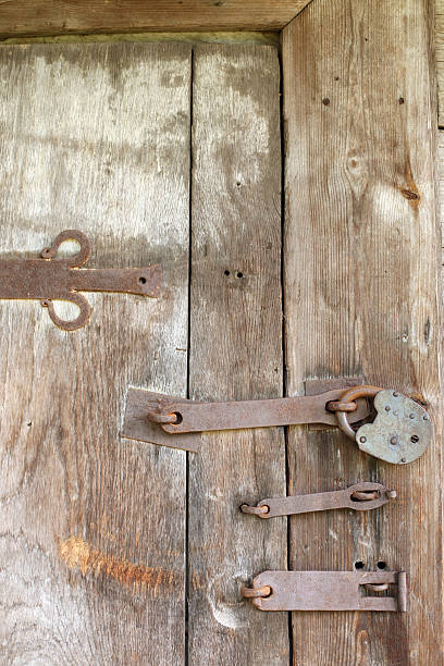 istock Vintage door with old padlock 146968979