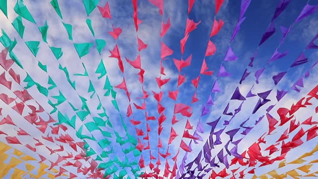 decorative colorful flags of festa junina in brazil