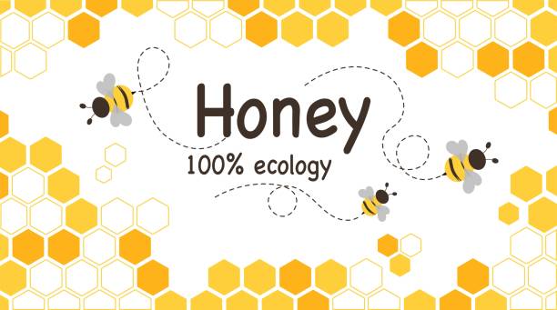 ilustraciones, imágenes clip art, dibujos animados e iconos de stock de banner con miel - abeja