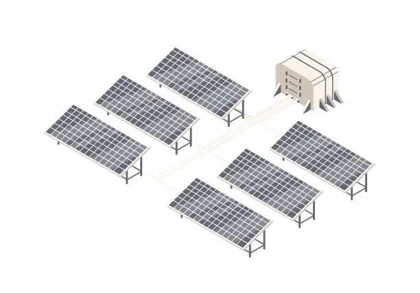 Vector illustration of Solar panels on mars