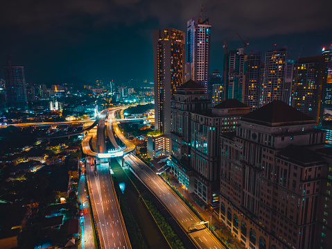drone view Kuala Lumpur Night cityscape