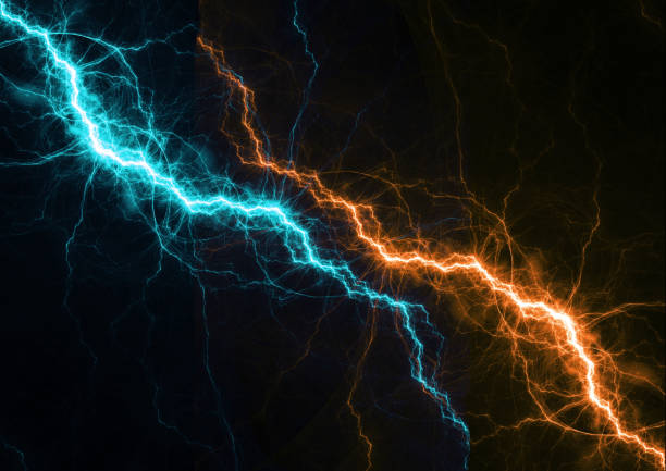 istock Burning hot and freezing cold plasma lightning, abstract energy and electricity background 1469699775