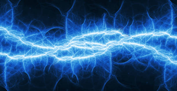 istock Blue fractal lightning background, electrical abstract 1469699798
