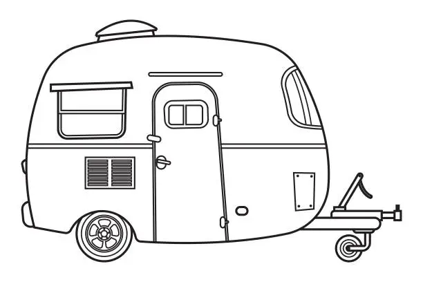 Vector illustration of Black And White caravan