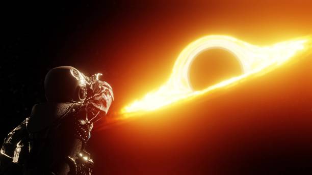 istock Cosmonaut flying towards black hole at outer space 1469708041