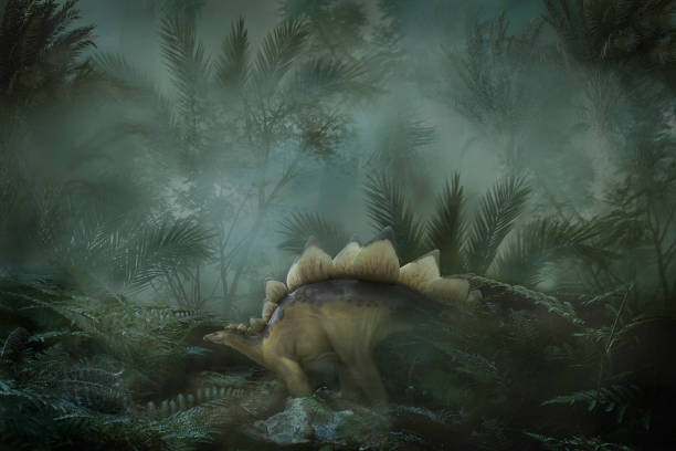 istock Stegosaurus in the misty  Jurassic rainforest 1469717590